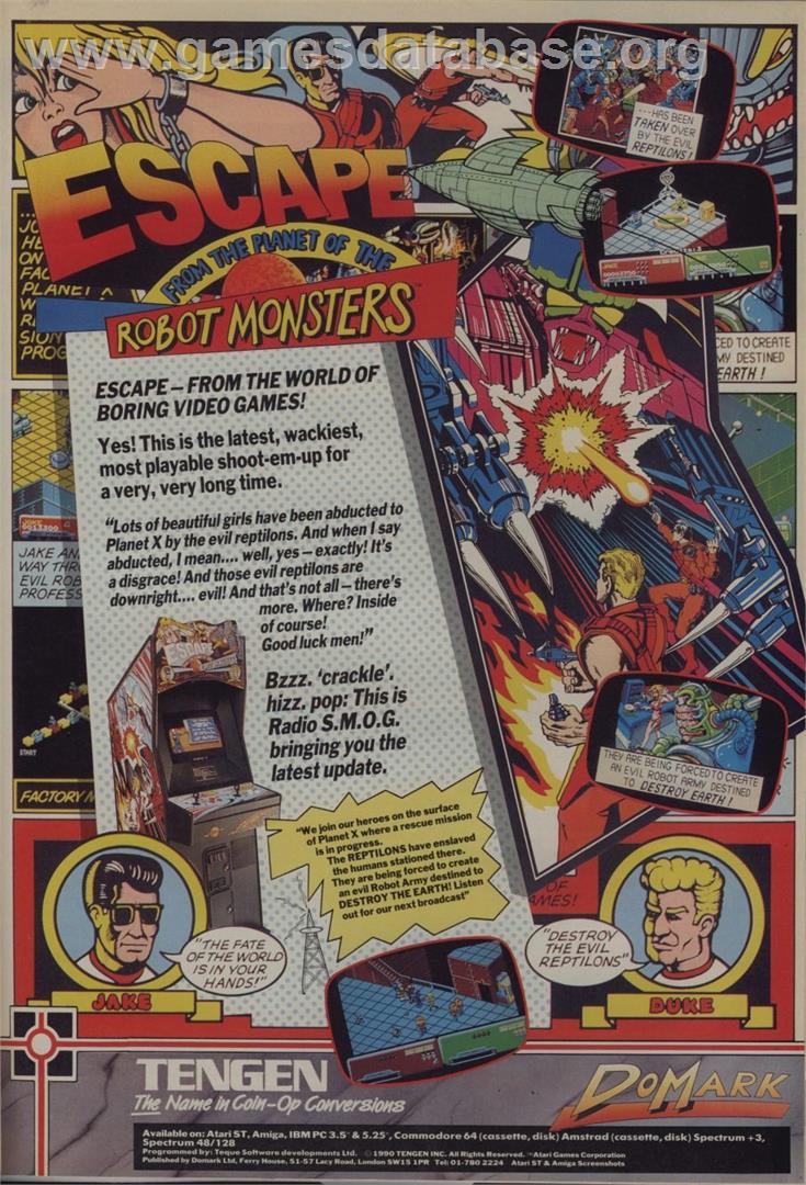 Escape from the Planet of the Robot Monsters - Commodore 64 - Artwork - Advert