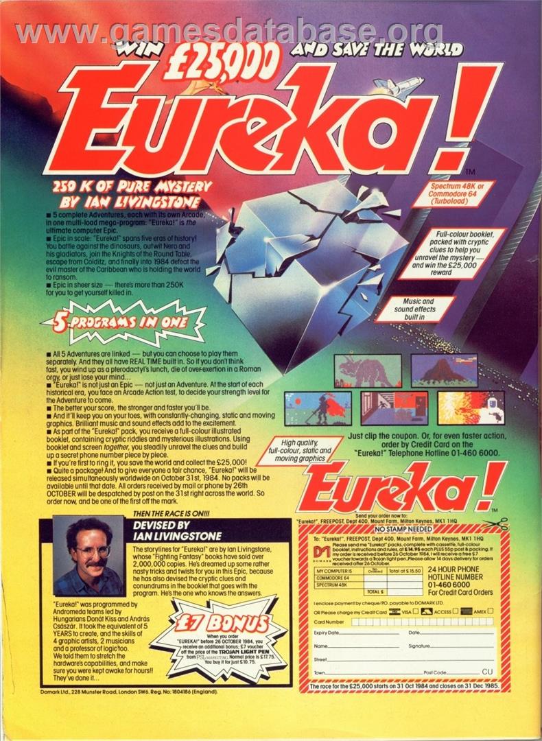 Eureka! - Commodore 64 - Artwork - Advert