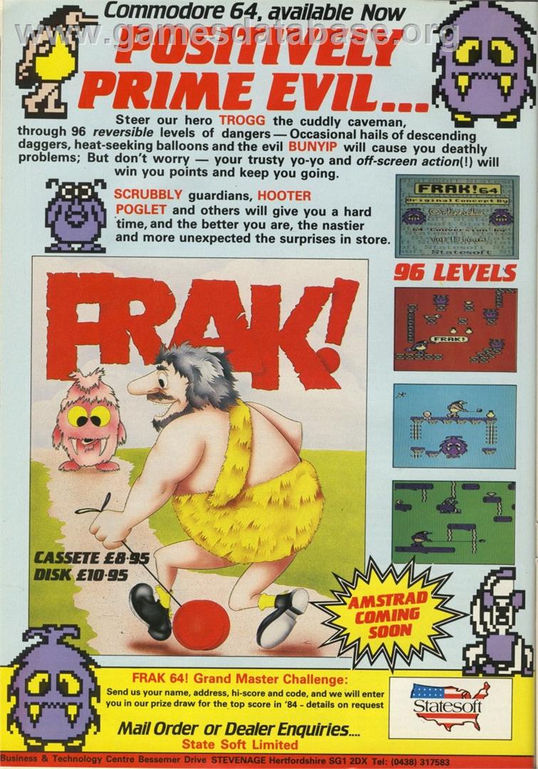 Frak! - Commodore 64 - Artwork - Advert