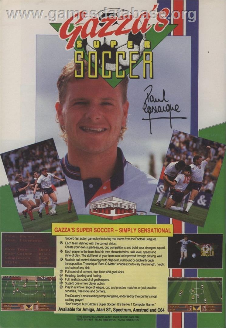 Gazza's Super Soccer - Commodore 64 - Artwork - Advert