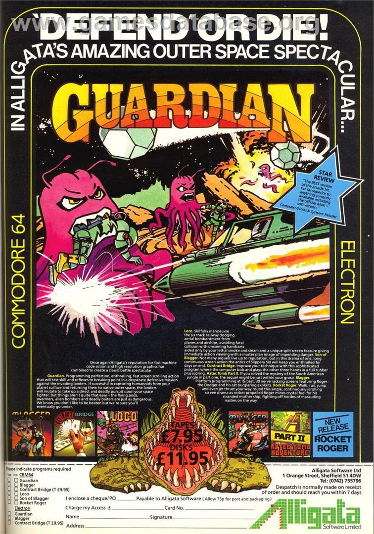 Guardian - Commodore 64 - Artwork - Advert