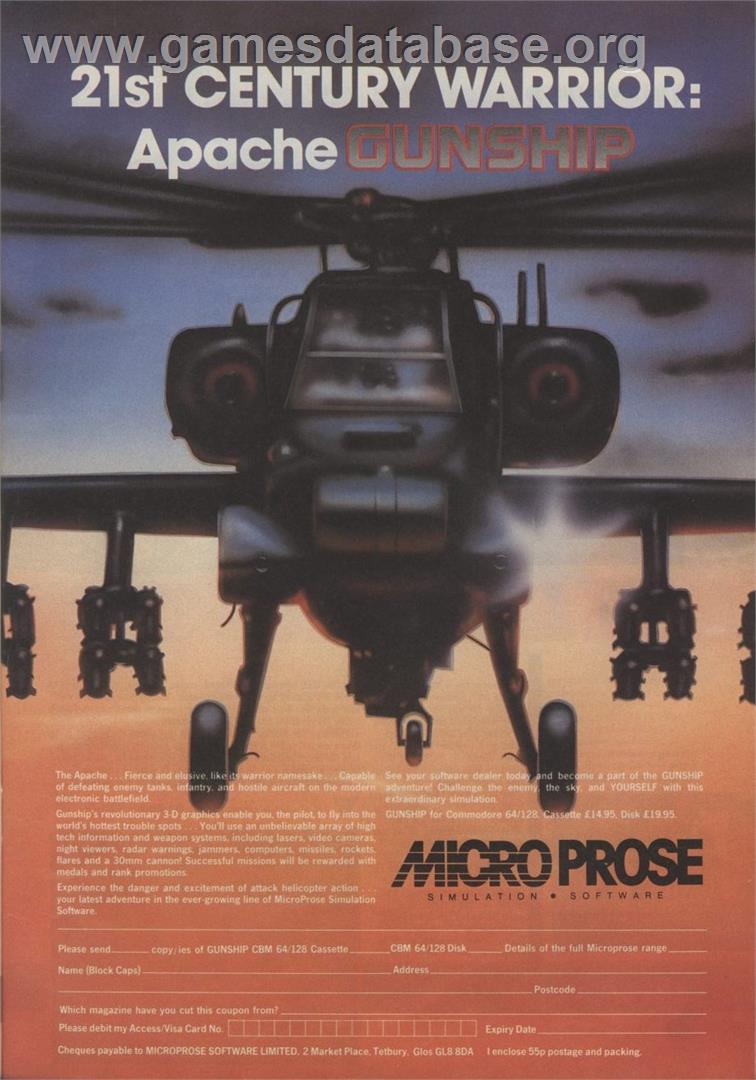 Gunship - Commodore 64 - Artwork - Advert