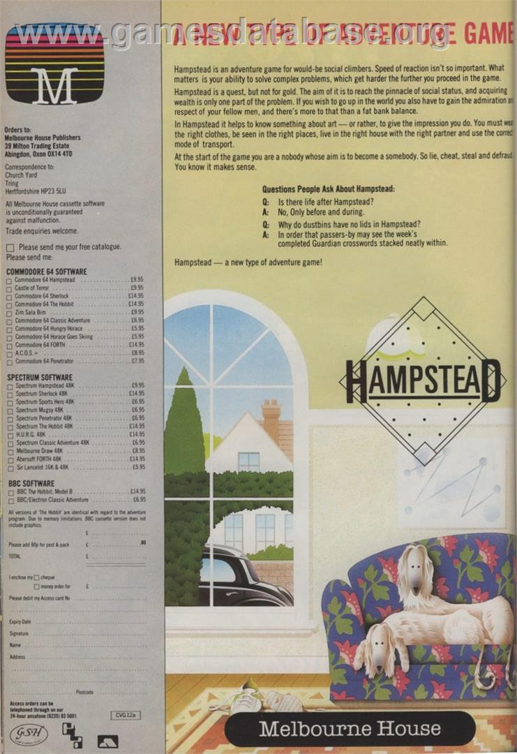Hampstead - Commodore 64 - Artwork - Advert