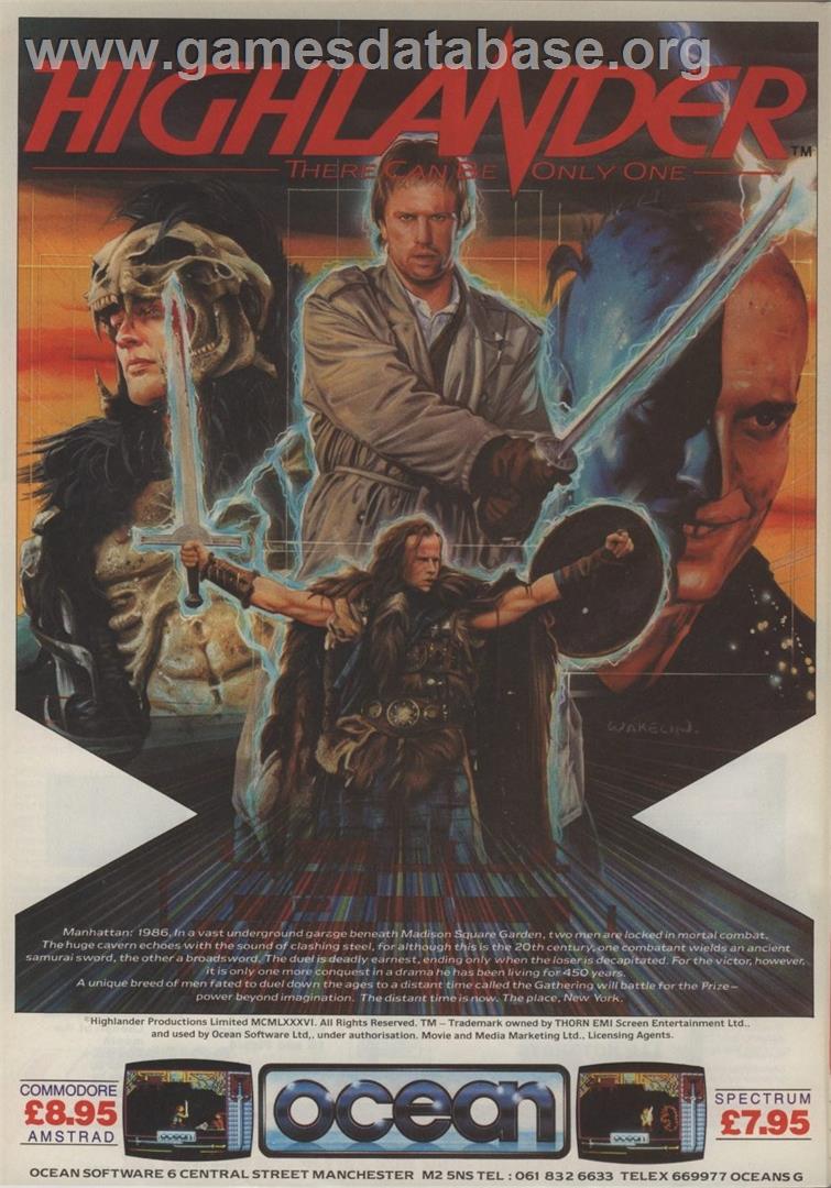 Highlander - Amstrad CPC - Artwork - Advert