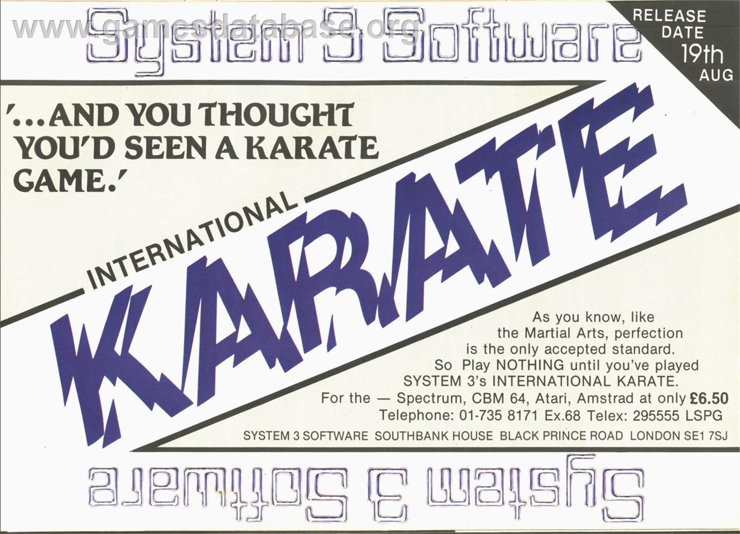 International Karate - Commodore Plus 4 - Artwork - Advert