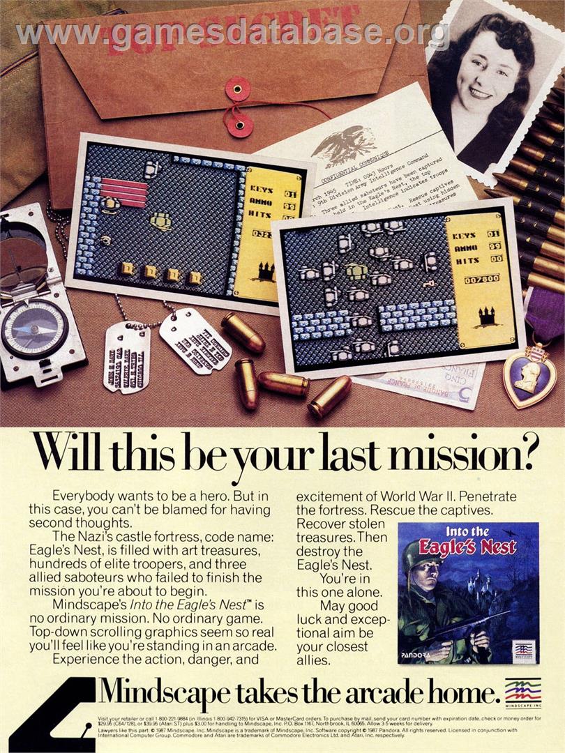 Into the Eagle's Nest - Commodore Amiga - Artwork - Advert