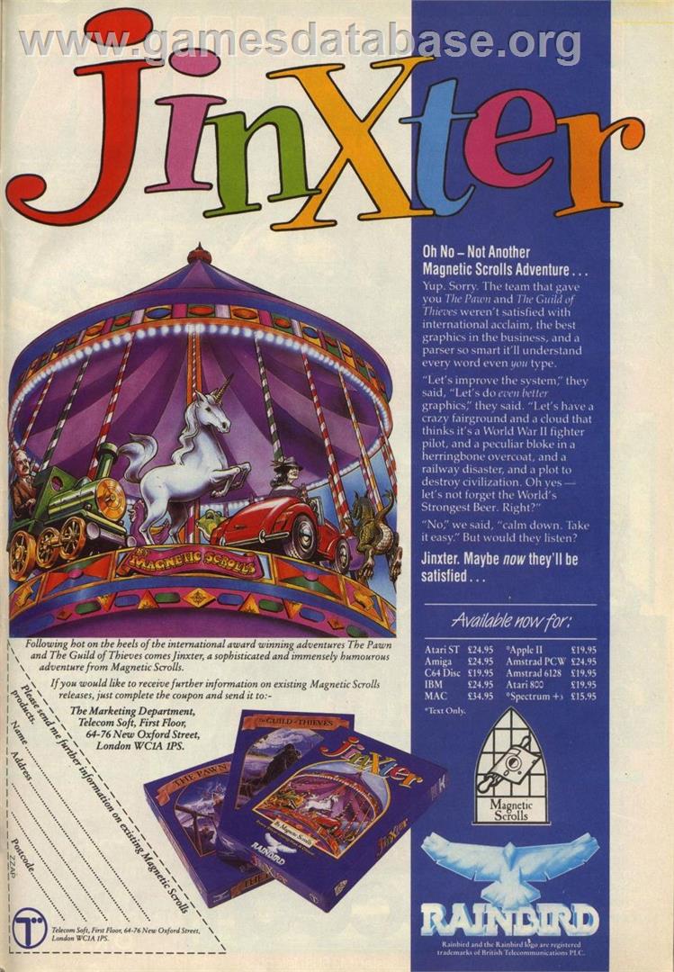Jinxter - Commodore 64 - Artwork - Advert