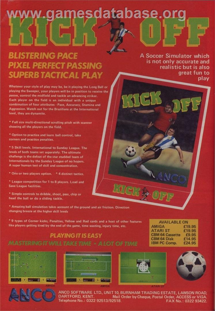 Kick Off - Commodore 64 - Artwork - Advert