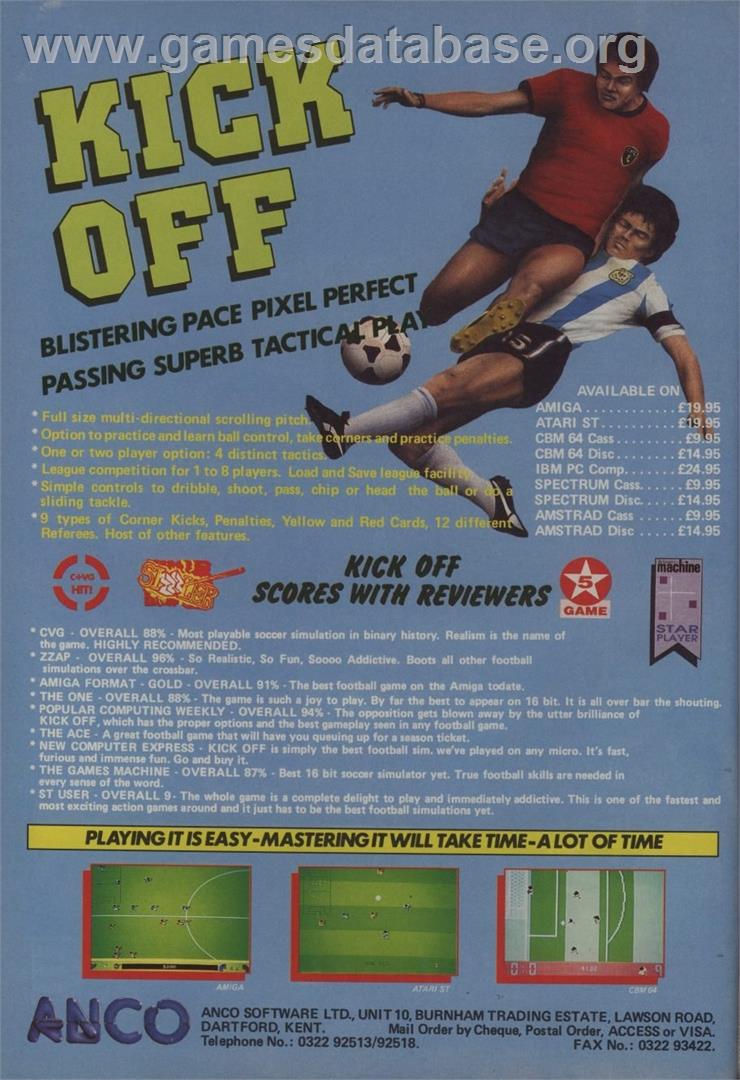 Kick Off 2 - Commodore 64 - Artwork - Advert