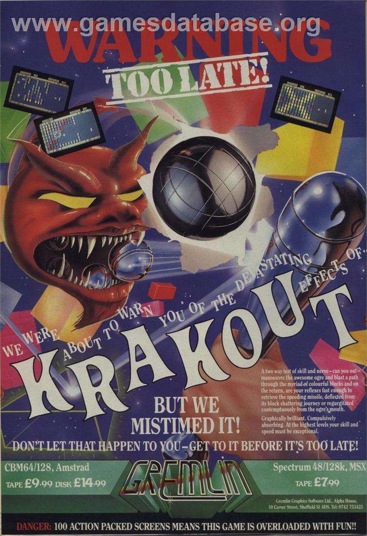 Krakout - Commodore 64 - Artwork - Advert