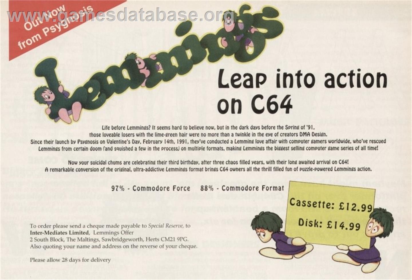 Lemmings - Commodore 64 - Artwork - Advert