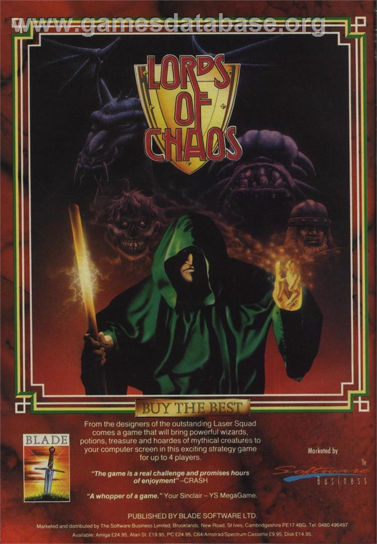 Lords of Chaos - Commodore Amiga - Artwork - Advert