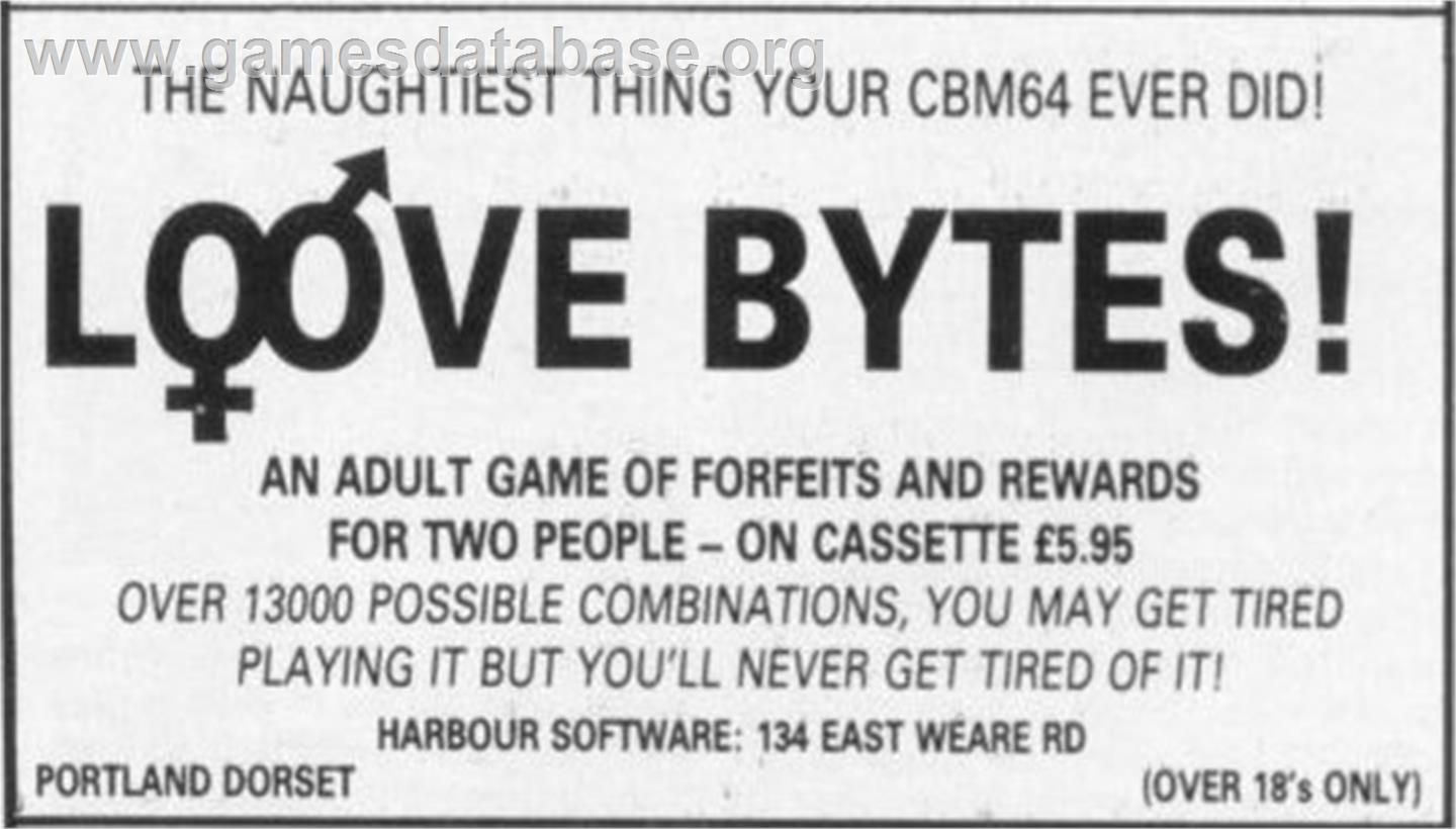 Love Bytes - Commodore 64 - Artwork - Advert