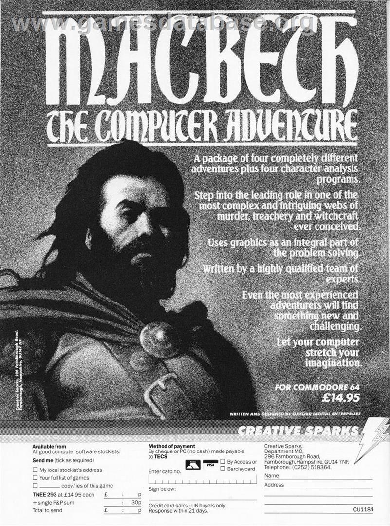 Macbeth - Commodore 64 - Artwork - Advert