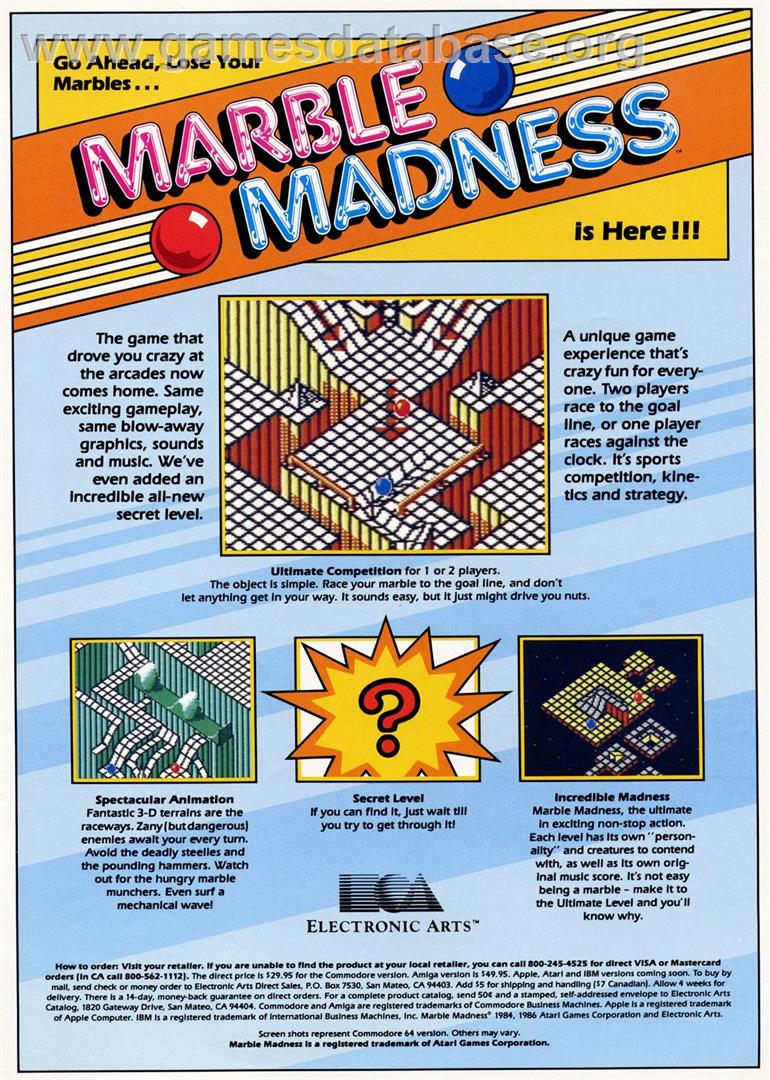 Marble Madness - Commodore 64 - Artwork - Advert