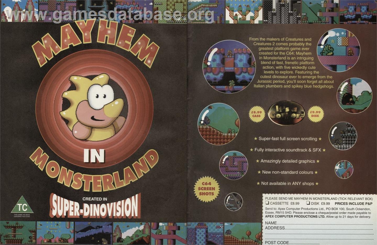 Mayhem in Monsterland - Commodore 64 - Artwork - Advert