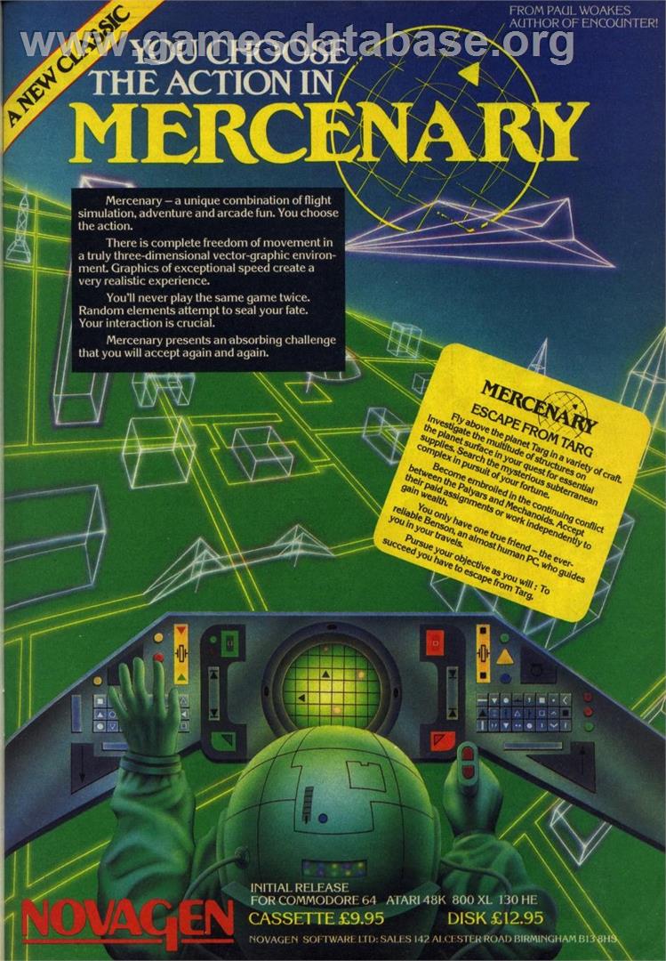 Mercenary: Escape From Targ with the Second City - Atari 8-bit - Artwork - Advert