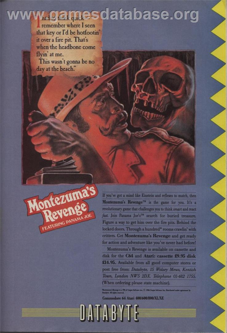 Montezuma's Revenge - Sega Master System - Artwork - Advert