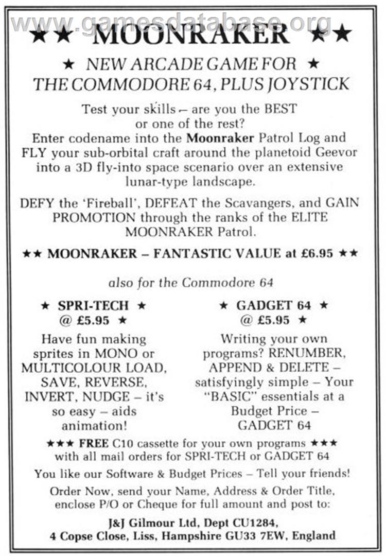 Moonraker (Loadstar) - Commodore 64 - Artwork - Advert