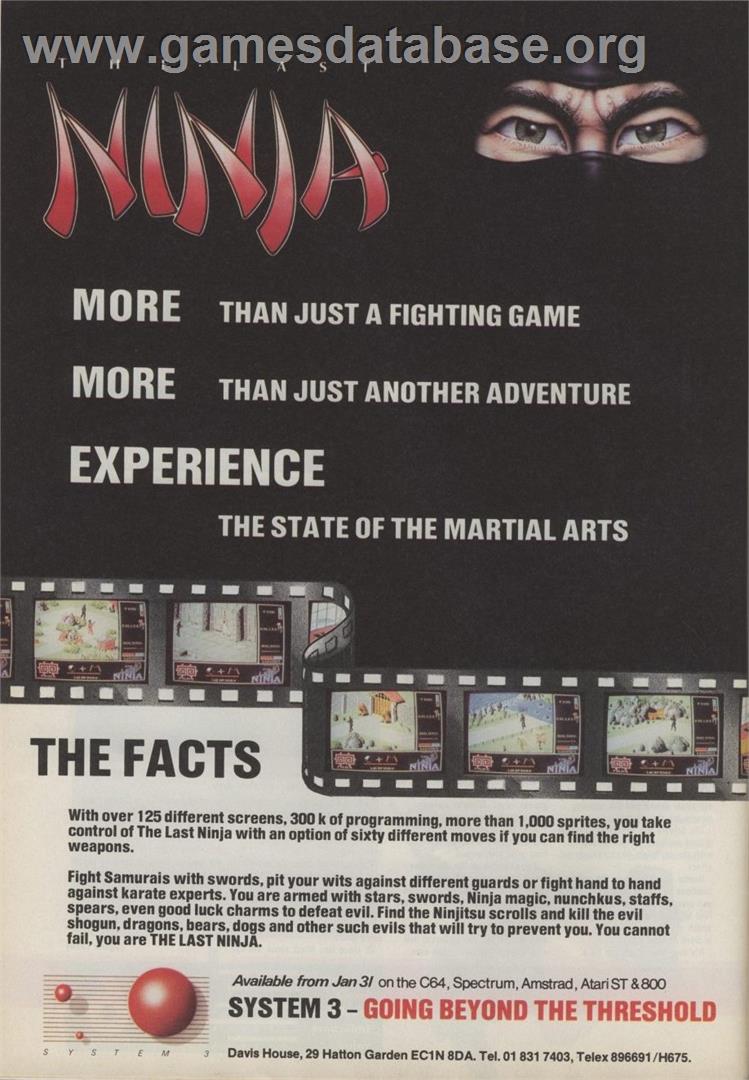 Ninja (Softgold) - Commodore 64 - Artwork - Advert