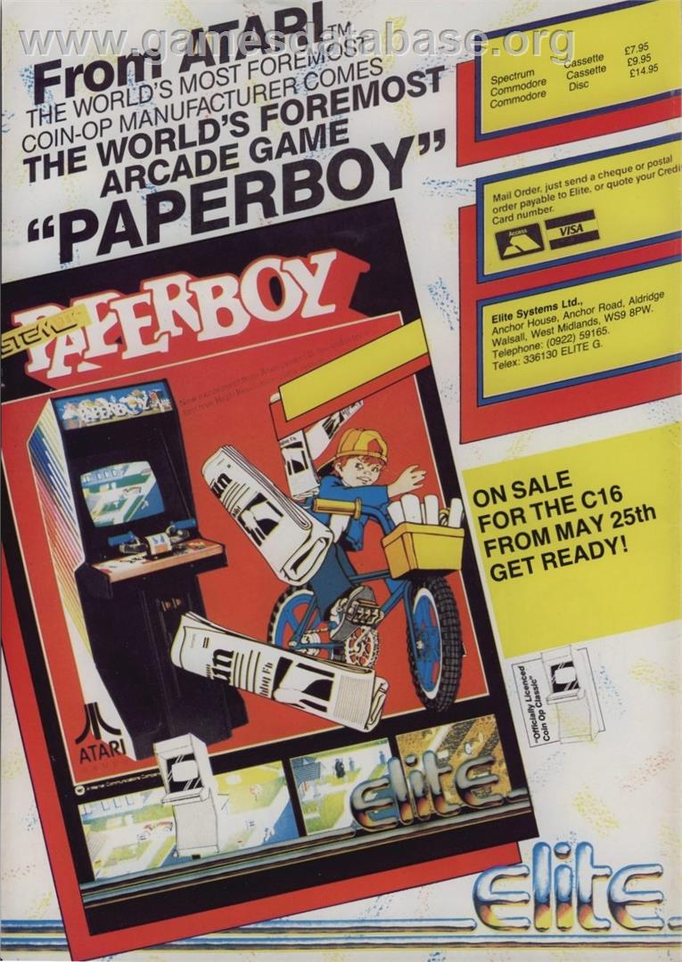 Paperboy - Commodore Plus 4 - Artwork - Advert
