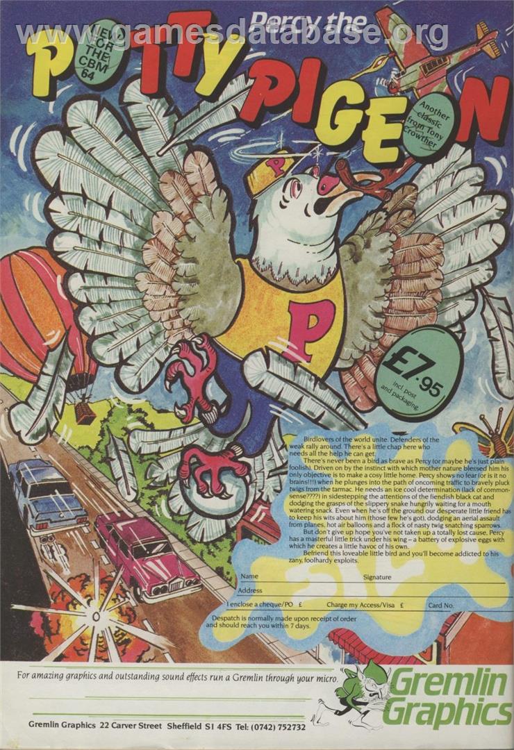 Percy The Potty Pigeon - Commodore 64 - Artwork - Advert