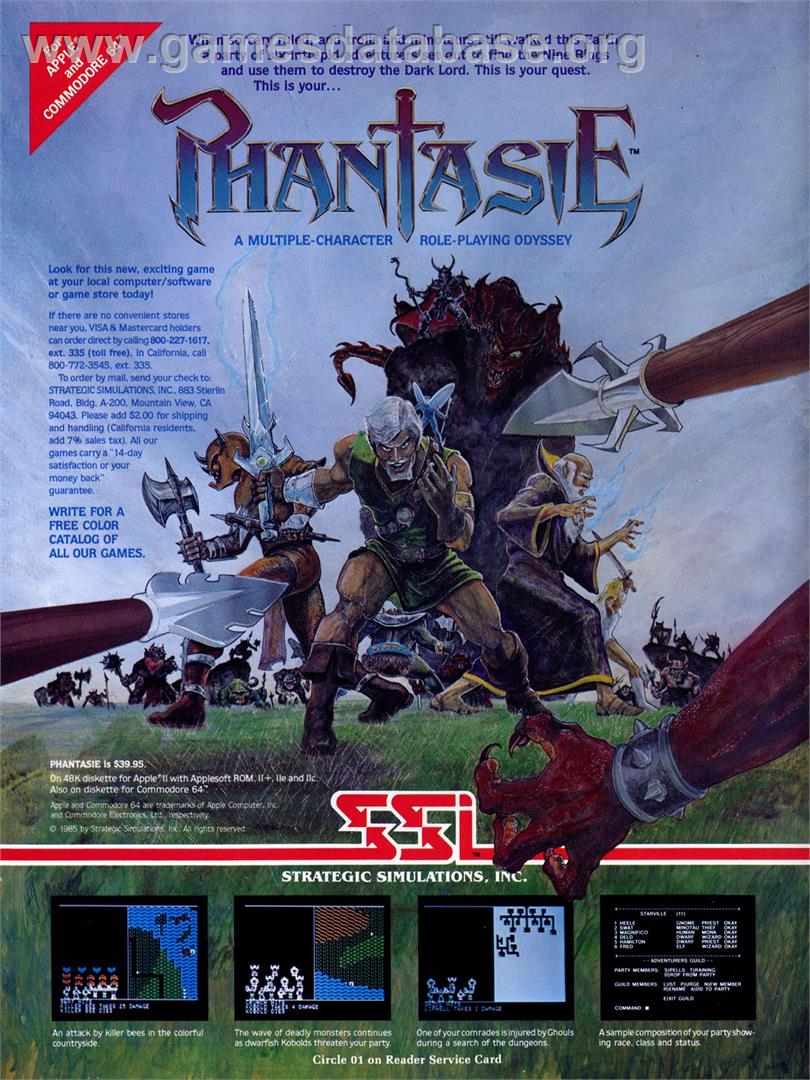 Phantasie - Commodore Amiga - Artwork - Advert
