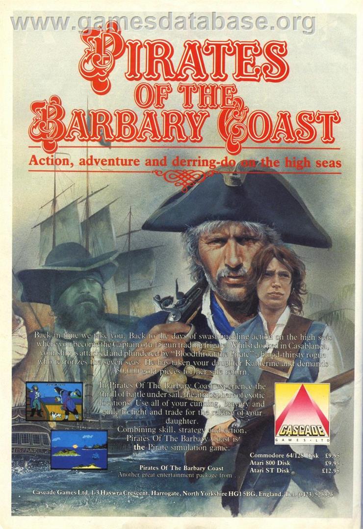 Pirates of the Barbary Coast - Atari 8-bit - Artwork - Advert