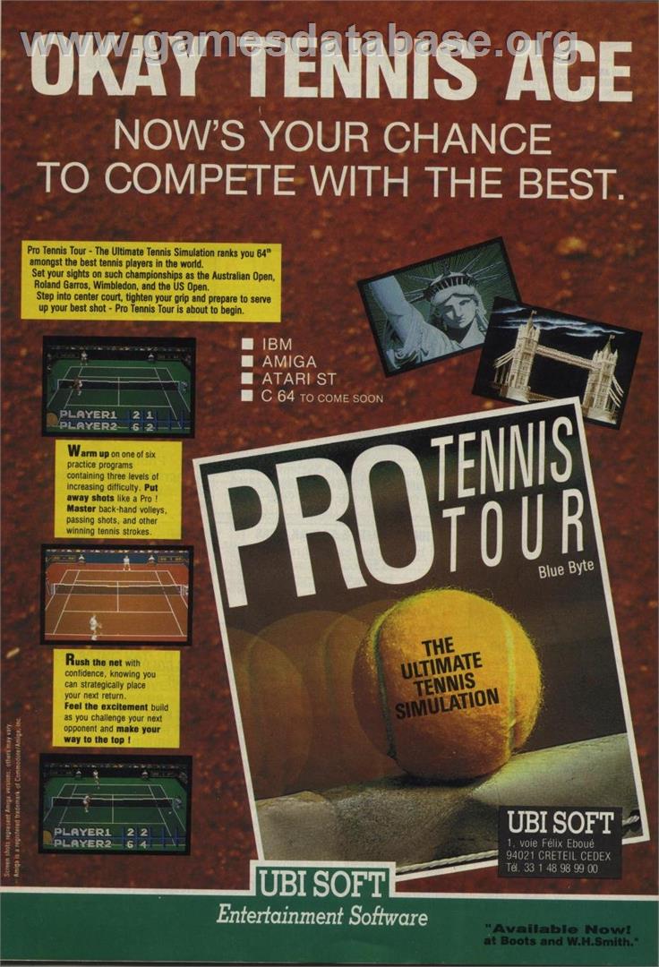 Pro Tennis Tour / Great Courts - Commodore 64 - Artwork - Advert