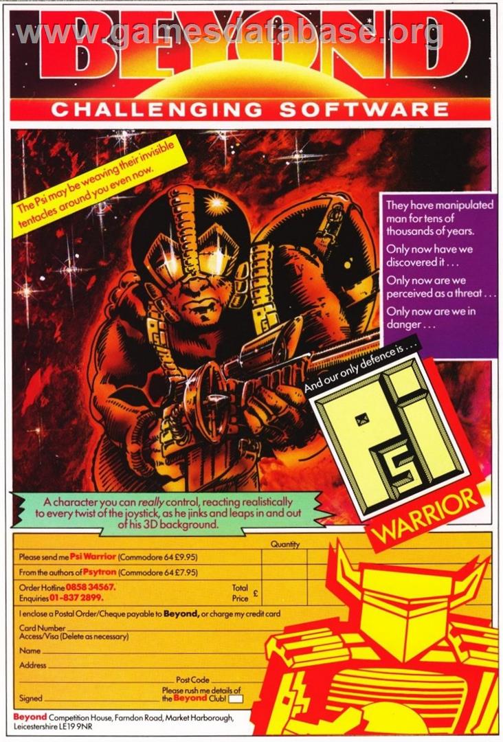 Psi Warrior - Commodore 64 - Artwork - Advert