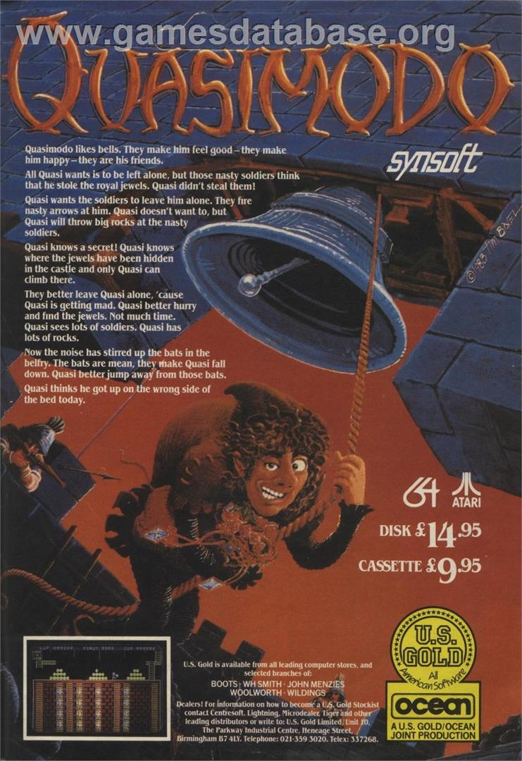 Quasimodo - Atari 8-bit - Artwork - Advert