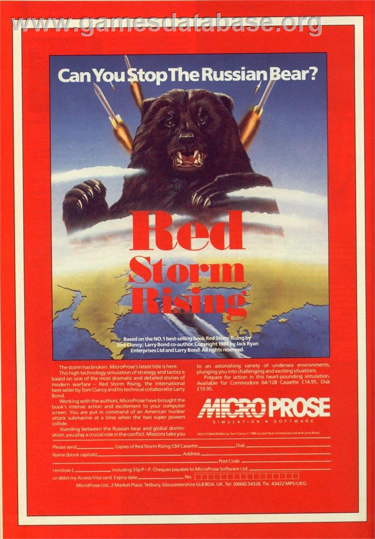 Red Storm Rising - Commodore 64 - Artwork - Advert