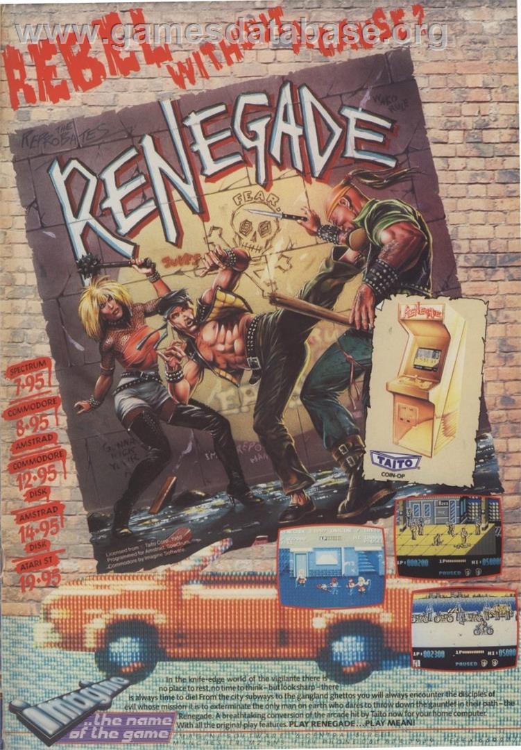Renegade - Commodore Amiga - Artwork - Advert