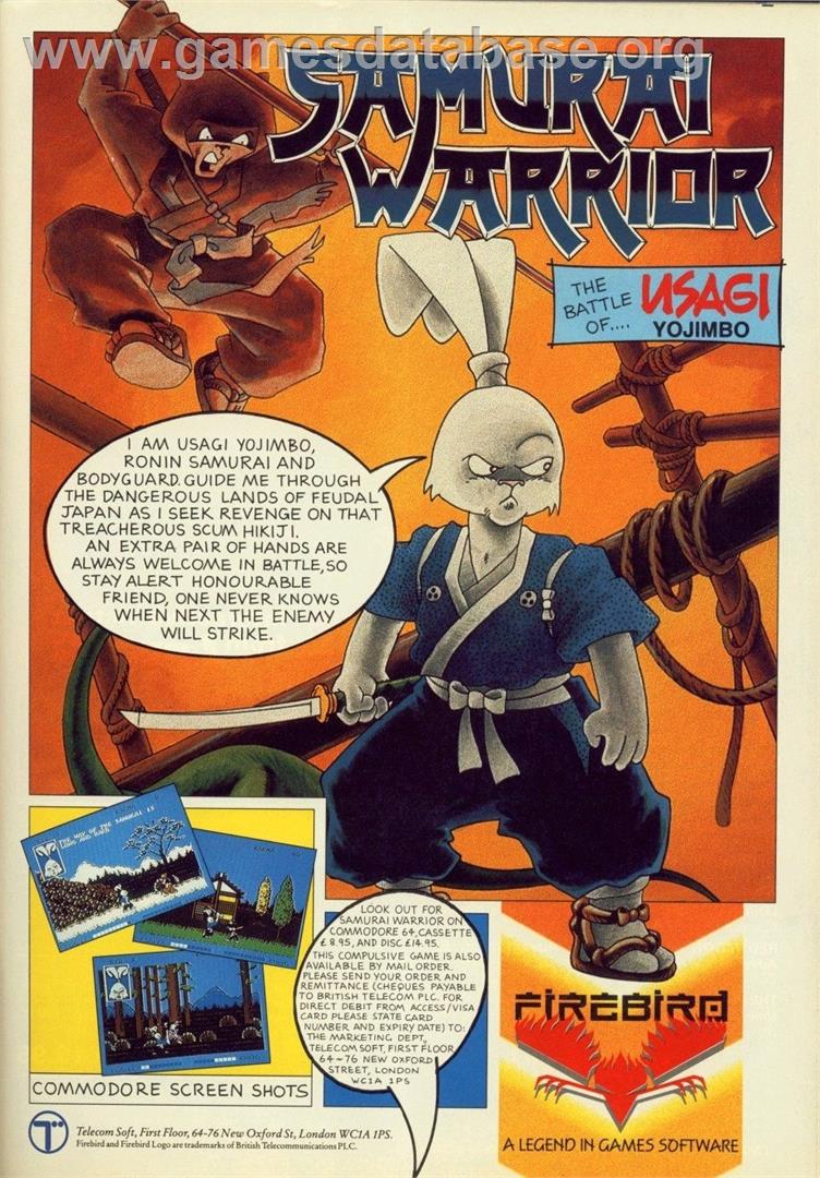 Samurai Warrior - The Battles Of Usaji Yojimbo - Commodore 64 - Artwork - Advert