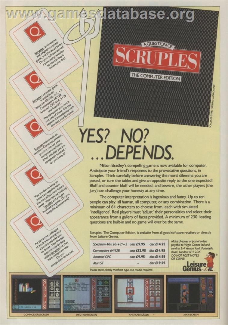 Scruples - Commodore 64 - Artwork - Advert