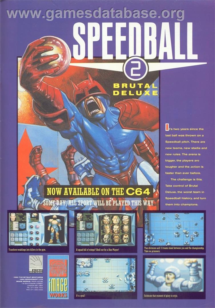 Speedball 2 - Brutal Deluxe - Commodore 64 - Artwork - Advert