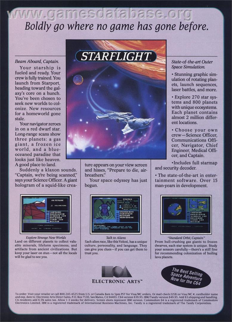 Starflight - Commodore Amiga - Artwork - Advert