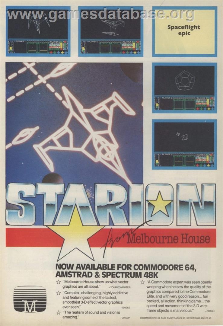 Starion - Commodore 64 - Artwork - Advert