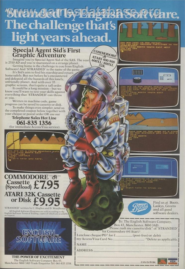 Stranded (English Software) - Commodore 64 - Artwork - Advert