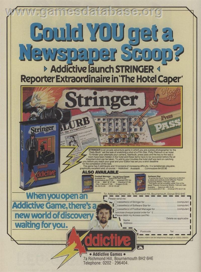 Stringer - Commodore 64 - Artwork - Advert