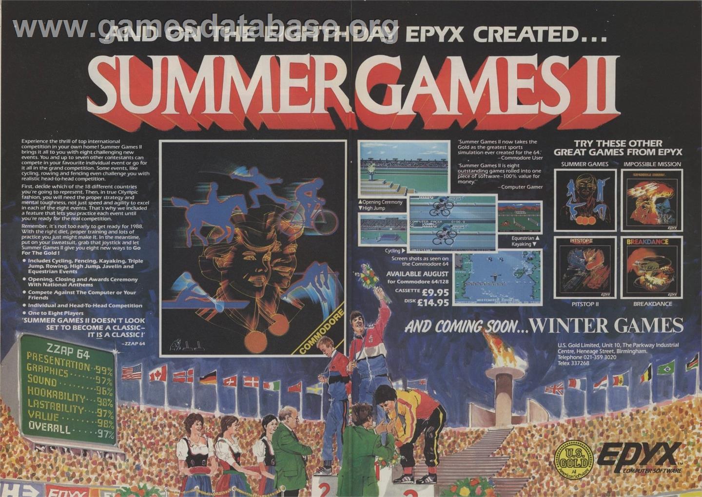 Summer Games - Commodore Amiga - Artwork - Advert