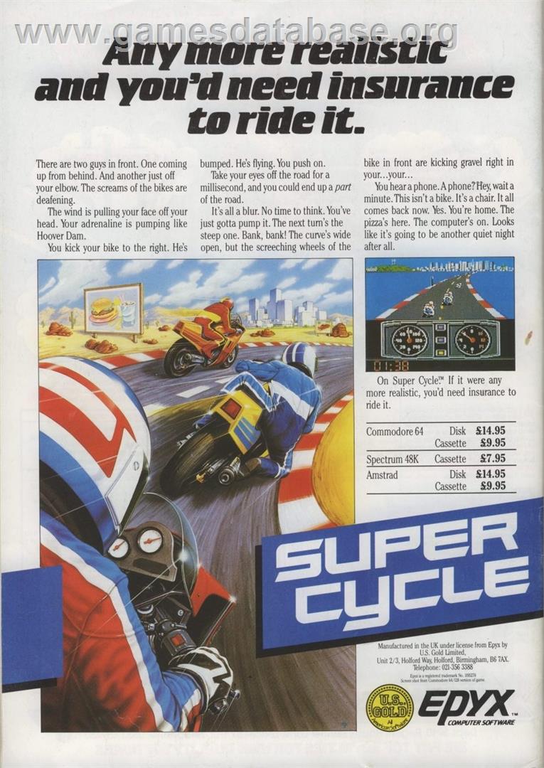 Super Cycle - Amstrad CPC - Artwork - Advert