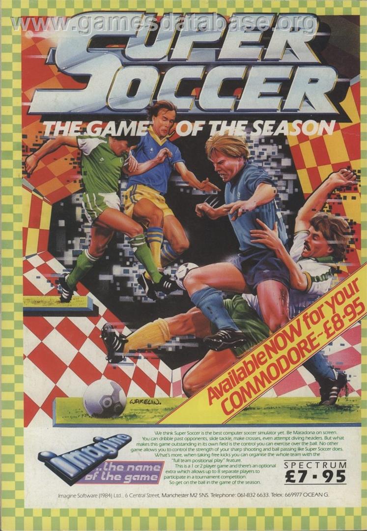 Super Soccer (Imagine) - Commodore 64 - Artwork - Advert