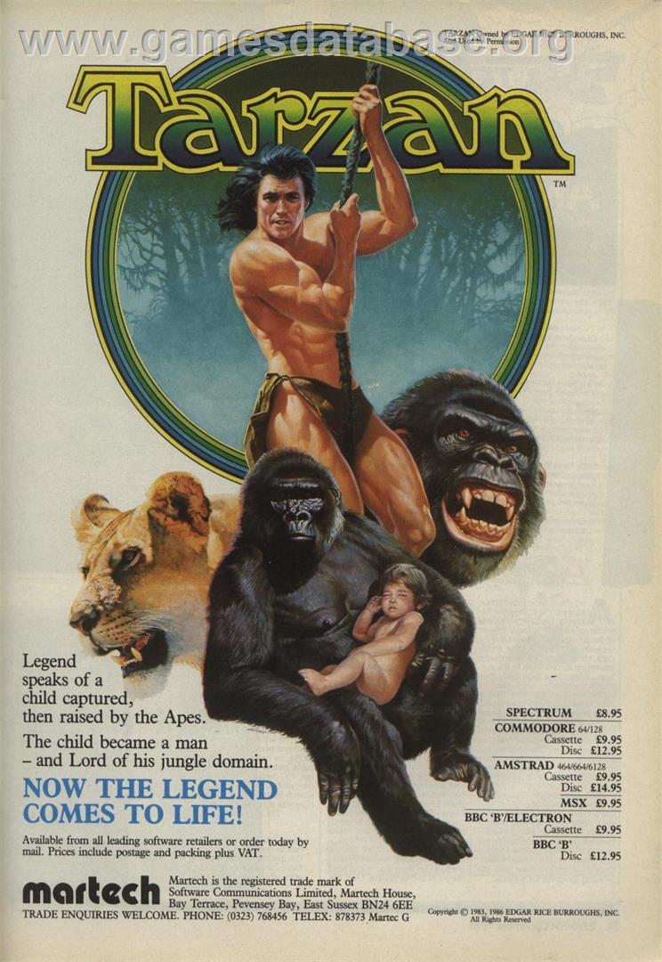 Tarzan - Amstrad CPC - Artwork - Advert