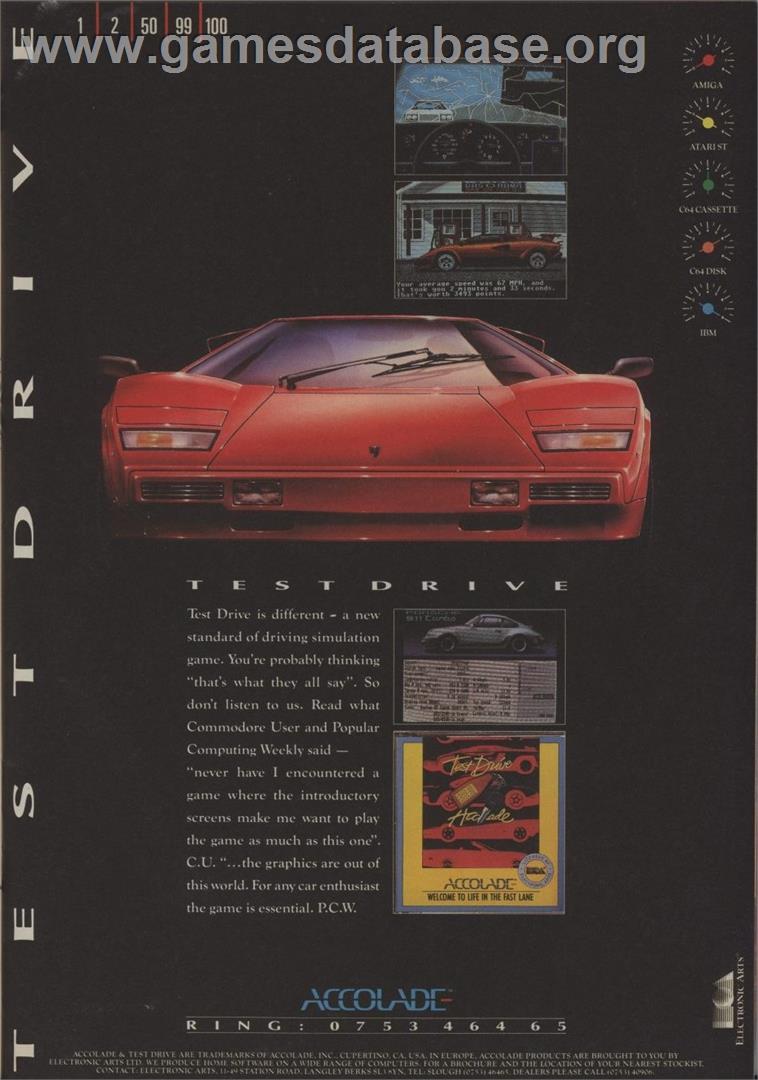 Test Drive - Commodore 64 - Artwork - Advert