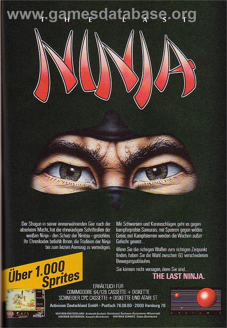 The Last Ninja - Commodore 64 - Artwork - Advert