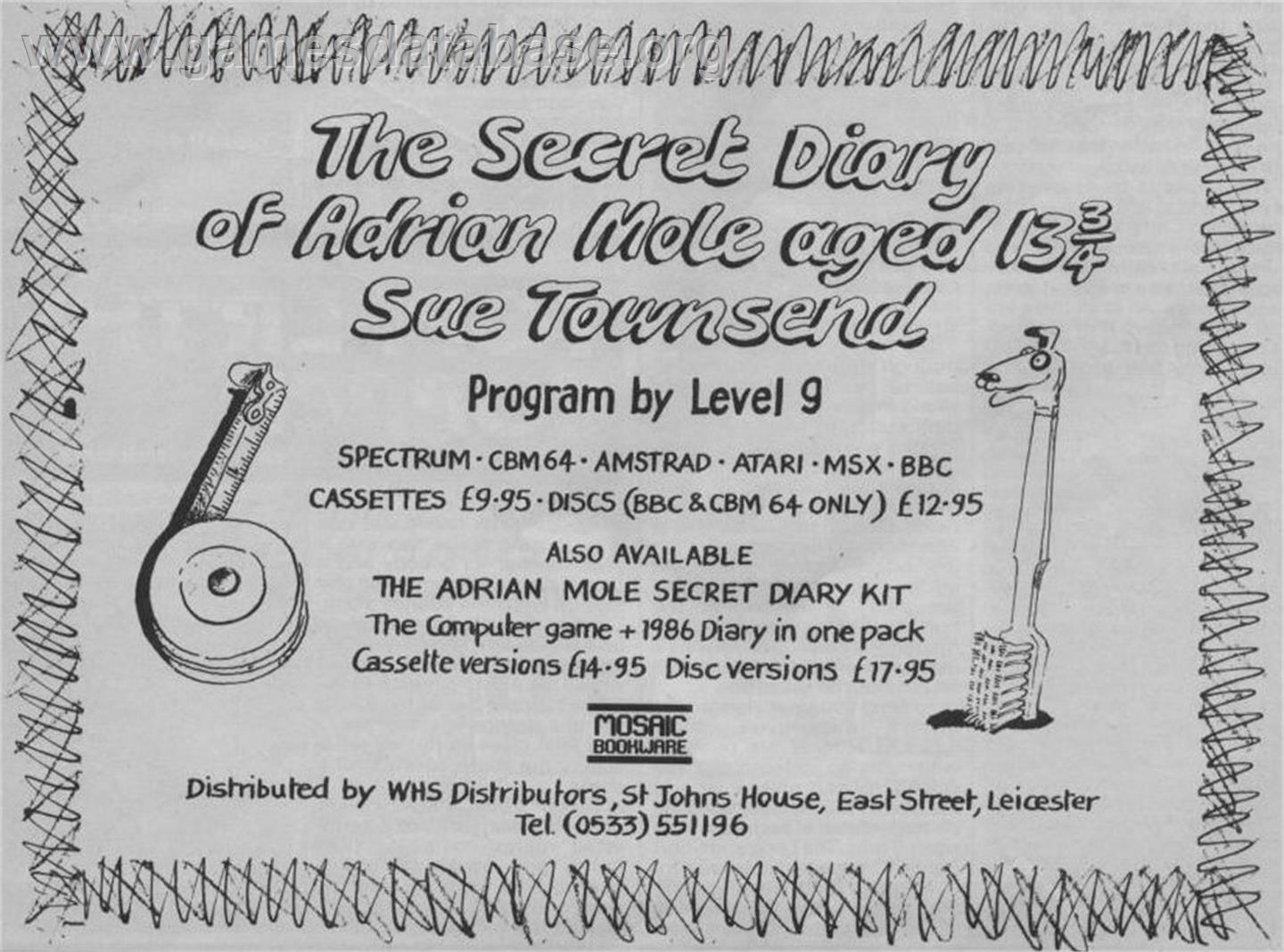 The Secret Diary of Adrian Mole - Commodore 64 - Artwork - Advert