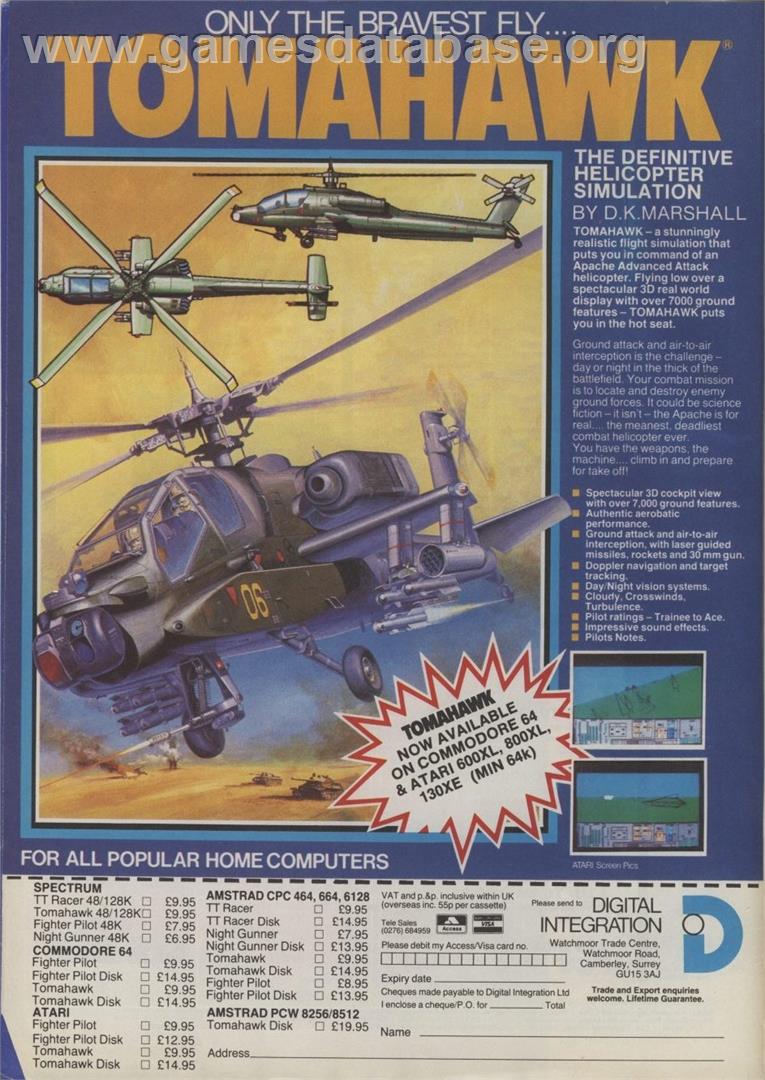 Tomahawk - Microsoft DOS - Artwork - Advert