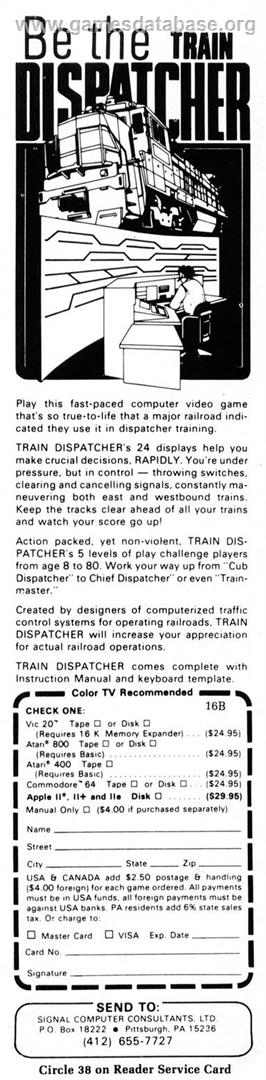 Train Dispatcher - Commodore 64 - Artwork - Advert