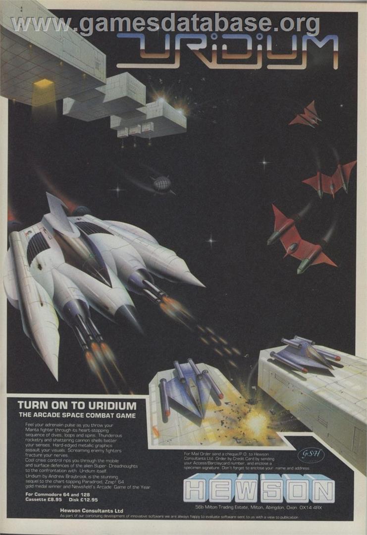 Uridium - MSX - Artwork - Advert